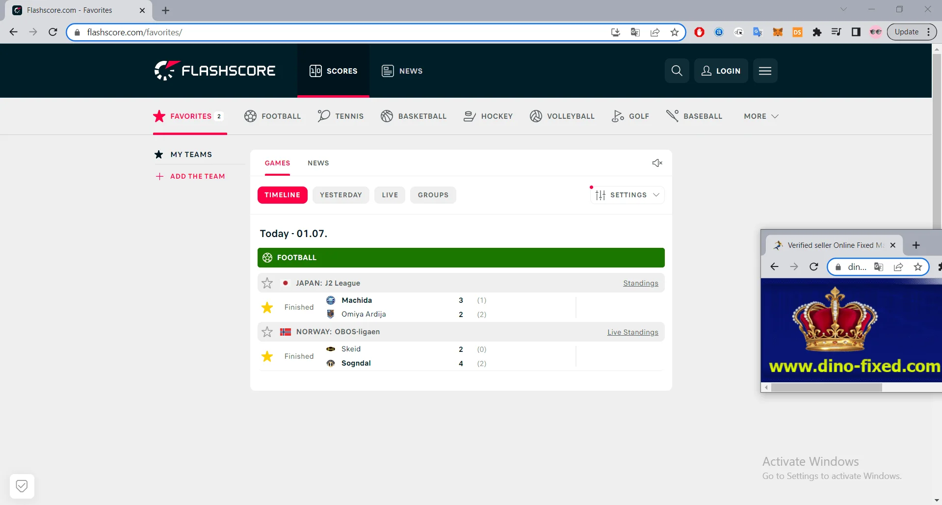 dino free fixed matche 1x2