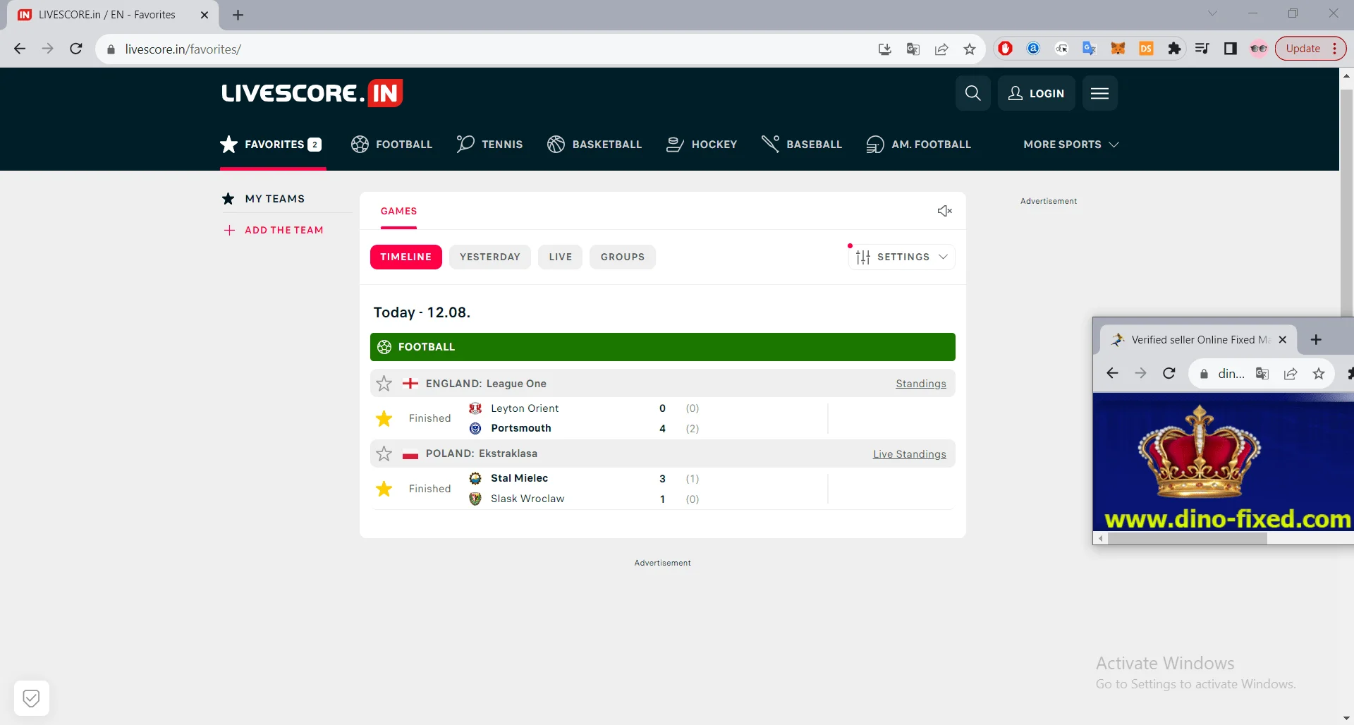 succersful fixed matches livescore
