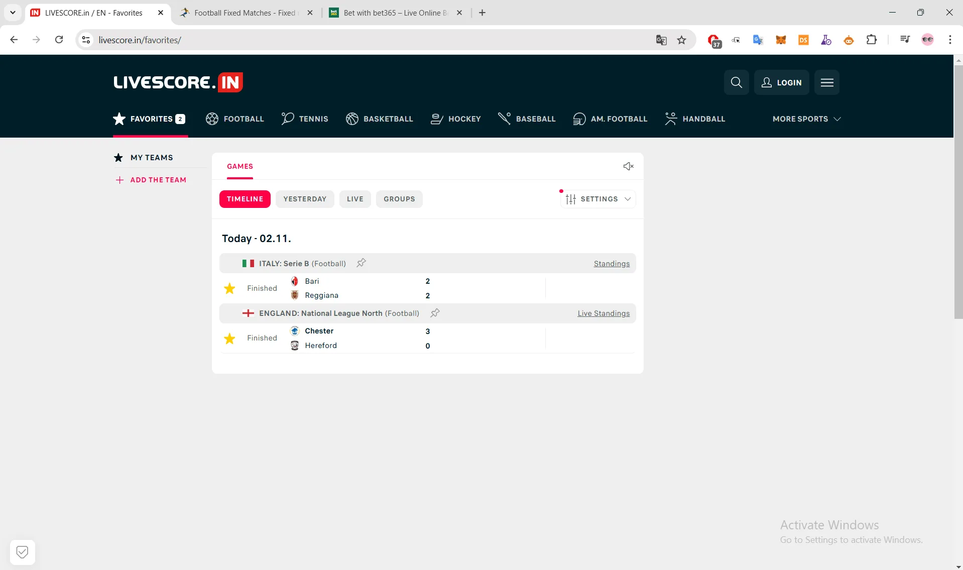 swiss fixed matches